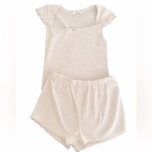 Kirious Los Angeles Lace-Trim Cream Tank & Shorts Sleep Set